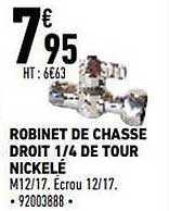 Robinet De Chasse Droit 1-4 De Tour Nickelé