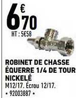 robinet de chasse équerre 1-4 de tour nickelé