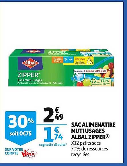 sac alimentaire multi usages albal zipper