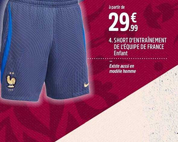 short d'entraînement de l'équipe de france enfant