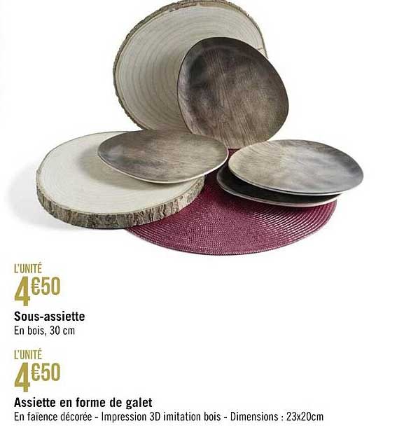 sous-assiette, assiette en forme de galet