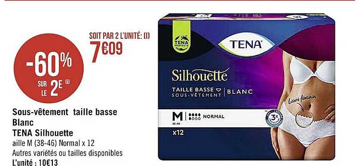 sous-vêtement taille basse blanc tena silhouette