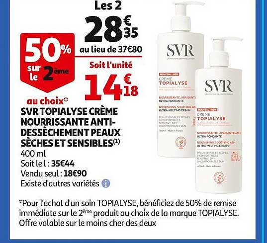 svr topialyse crème nourrissante anti dessèchement peaux sèches et sensibles