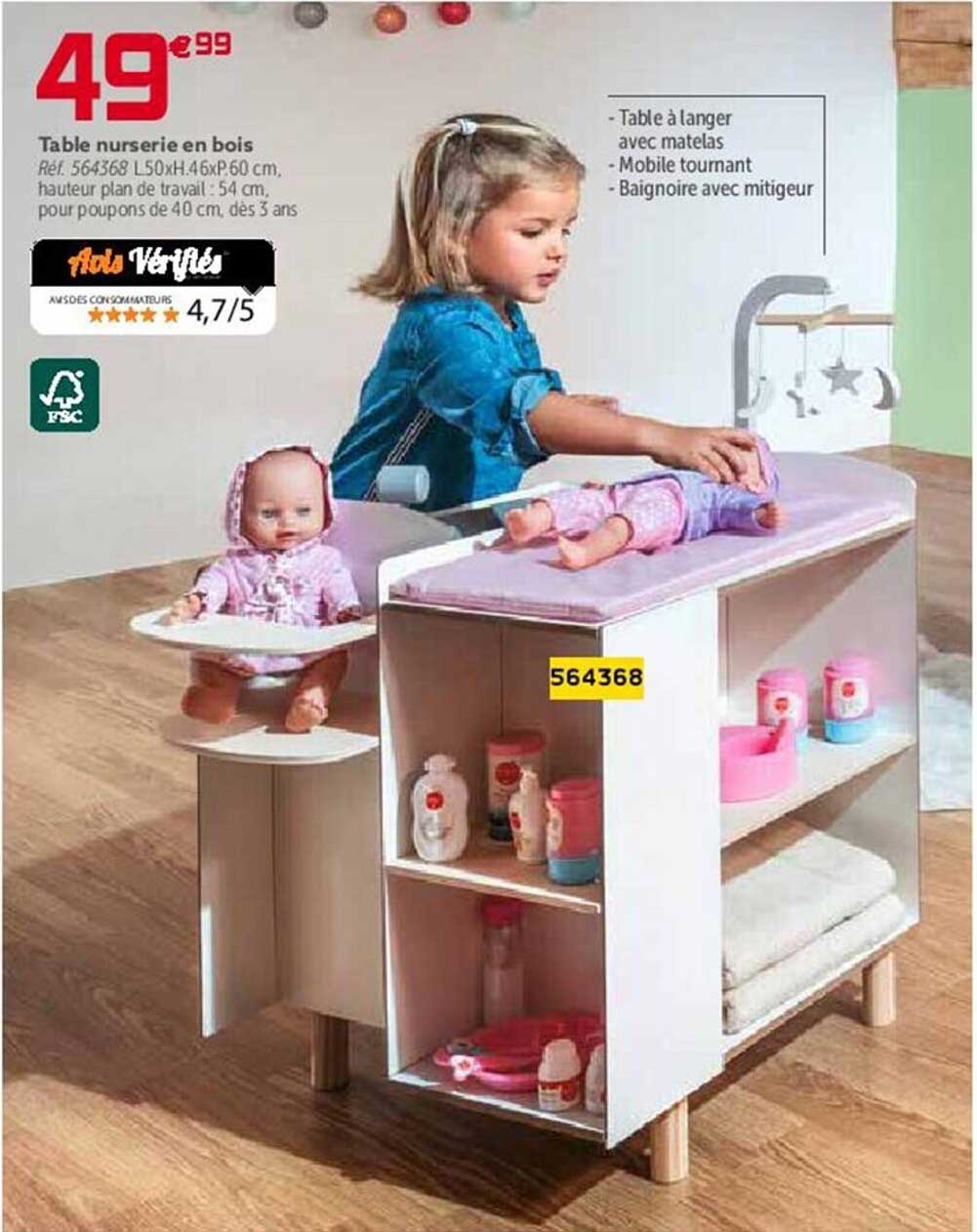 table nurserie en bois