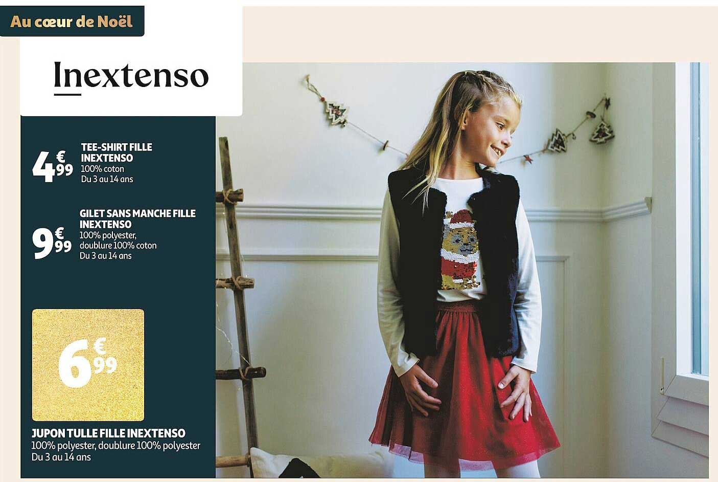 tee-shirt fille inextenso, gilet sans manche fille inextenso, jupon tulle fille inextenso