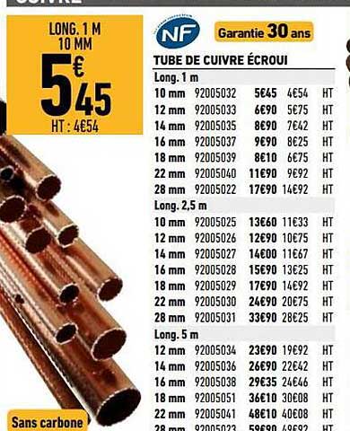 tube de cuivre écroui