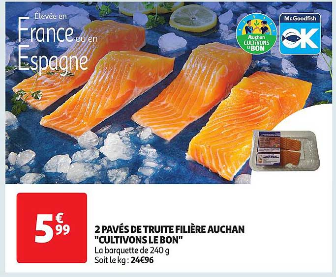 2 pavés de truite filière auchan "cultivons le bon"