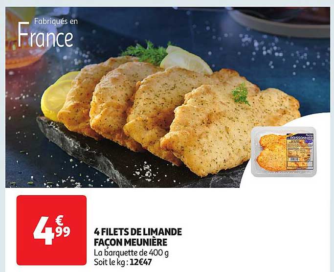 4 filets de limande façon meunière