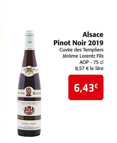 alsace pinot noir 2019 cuvée des templiers jérôme lorentz fils aop