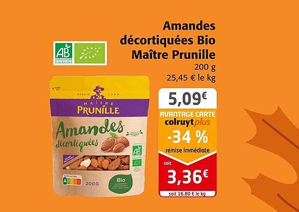 amandes décortiquées bio maître prunille