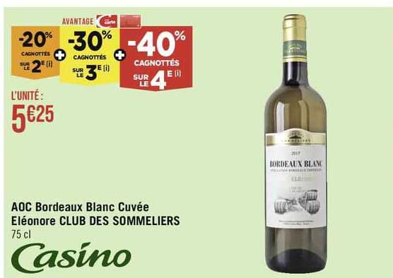 aoc bordeaux blanc cuvée Eléonore club des sommeliers