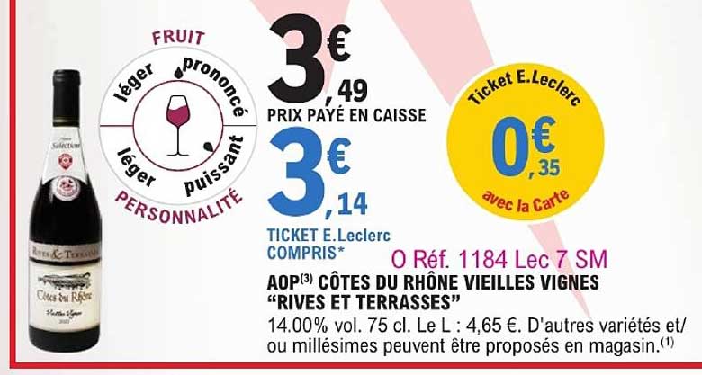 aop côtes du rhône vieilles vignes "rives et terrasses"