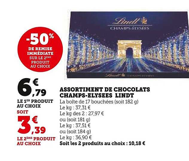assortiment de chocolats champs-élysées lindt