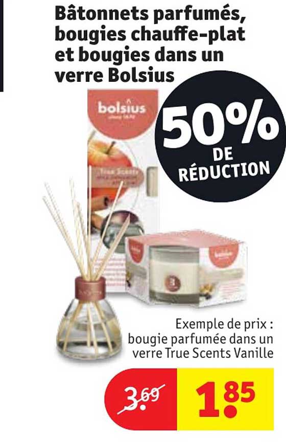 bâtonnets parfumés, bougies chauffe-plat et bougies dans un verre bolsius