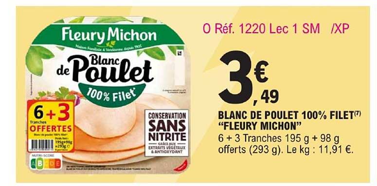 blanc de poulet 100% filet "fleury michon"