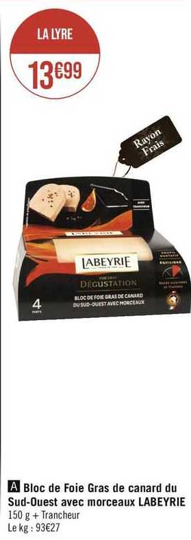 bloc de foie gras de canard du sud-ouest avec morceaux labeyrie