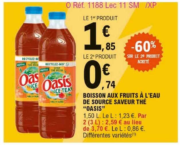 boisson aux fruits à l'eau de source saveur thé "oasis"