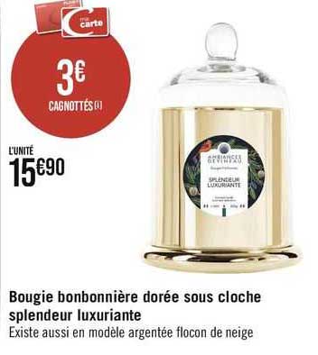 bougie bonbonnière dorée sous cloche splendeur luxuriante