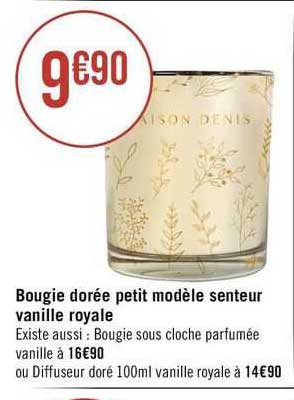 bougie dorée petit modèle senteur vanille royale