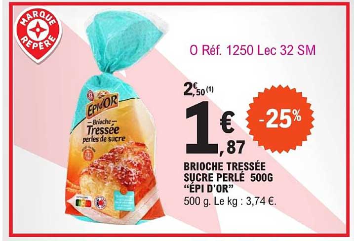 brioche tressée sucre perlé 500 g "épi d'or"