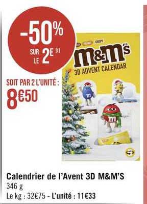 calendrier de l'avent 3d m&m's