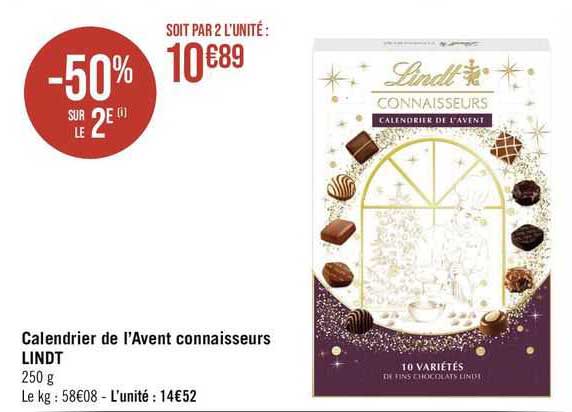 calendrier de l'avent connaisseurs lindt
