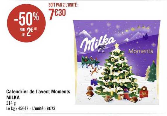calendrier de l'avent moments milka