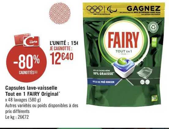 capsules lave-vaisselle tout en 1 fairy original