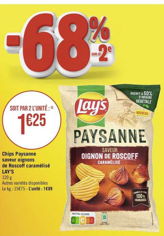 chips paysanne saveur oignons de roscoff caramélisé lay's