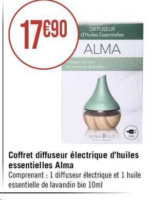 coffret diffuseur électrique d'huiles essentielles alma