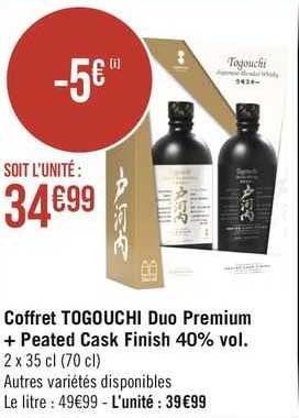 coffret togouchi duo premium + peated cask finish 40% vol.