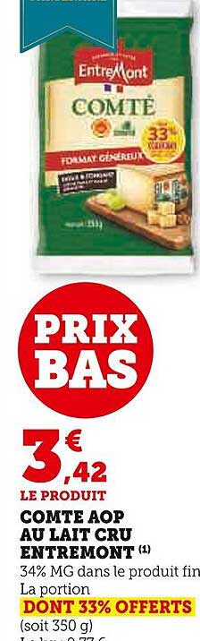 comté aop au lait cru entre mont