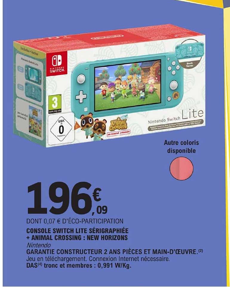 console switch lite sérigraphiée + animal crossing : new horizons