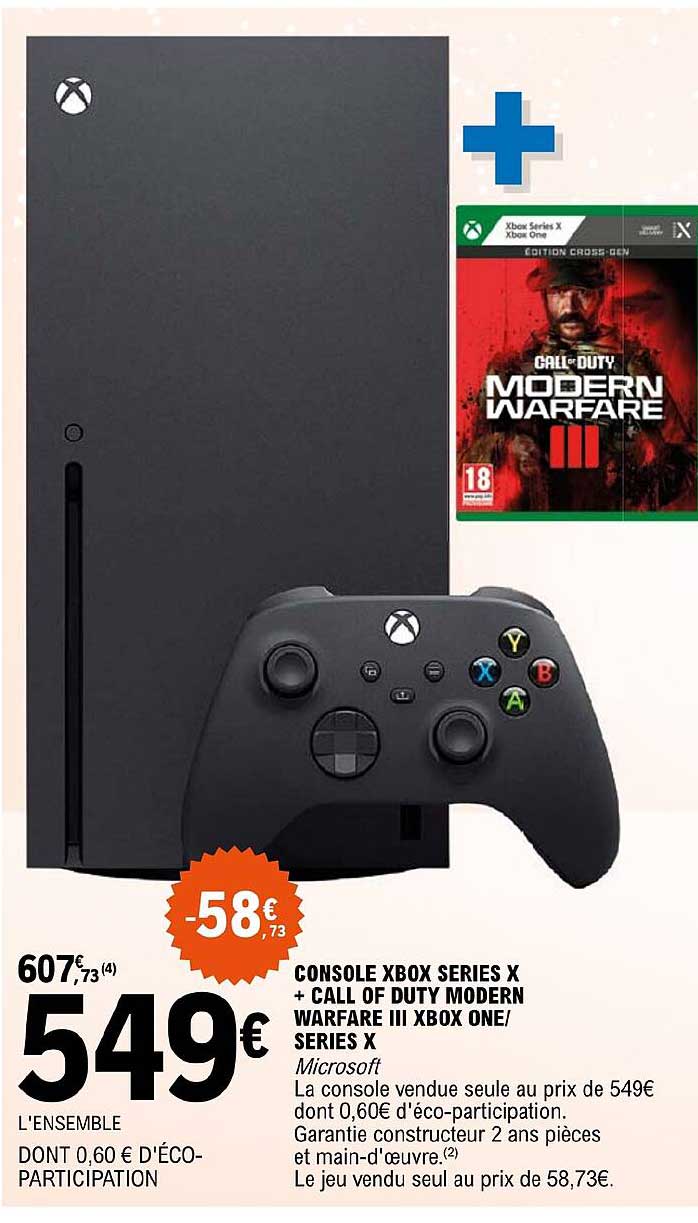 console xbox séries x + call of duty modern warfare III xbox one/séries x