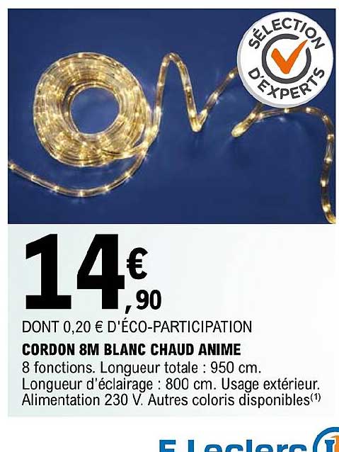 cordon 8 m blanc chaud animé