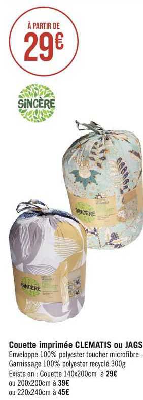 couette imprimée clematis ou jags sincère