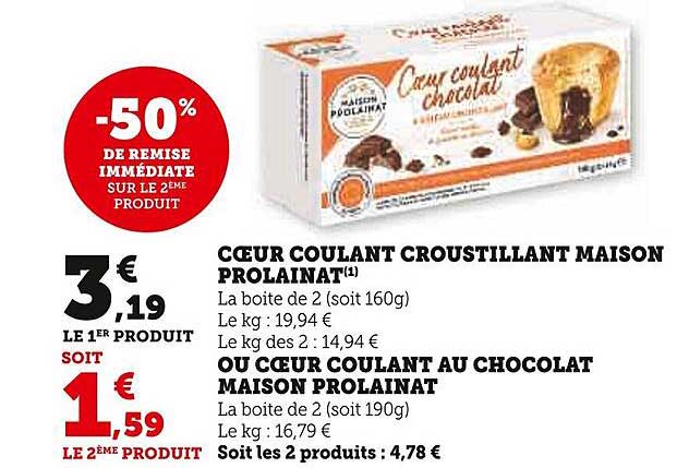 cœur coulant croustillant maison prolainat ou cœur coulant au chocolat maison prolainat