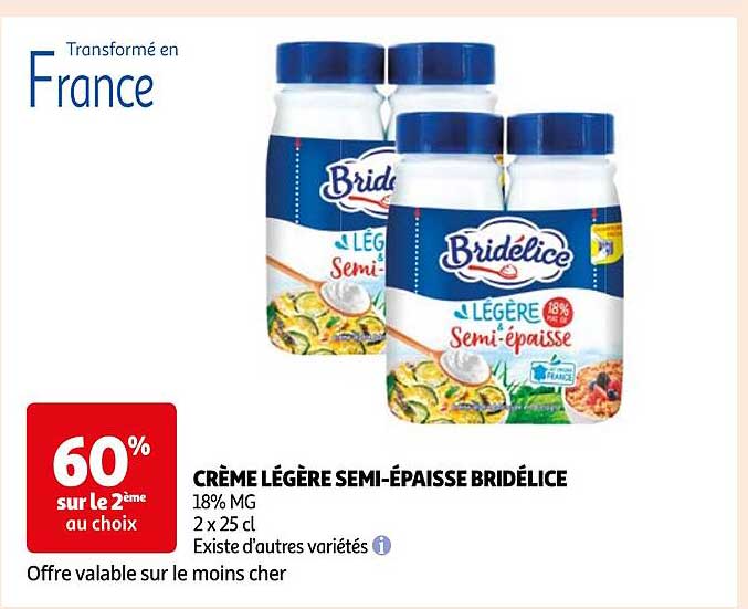 crème légère semi-épaisse bridélice