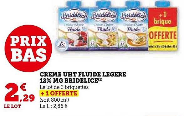 Crème Uht Fluide Légère 12% Mg Bridélice