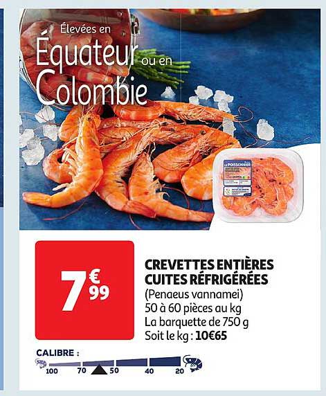 Crevettes Entières Cuites Réfrigérées