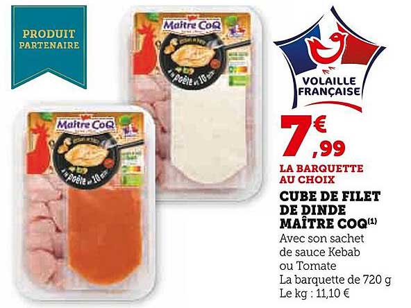 cube de filet de dinde maître coq