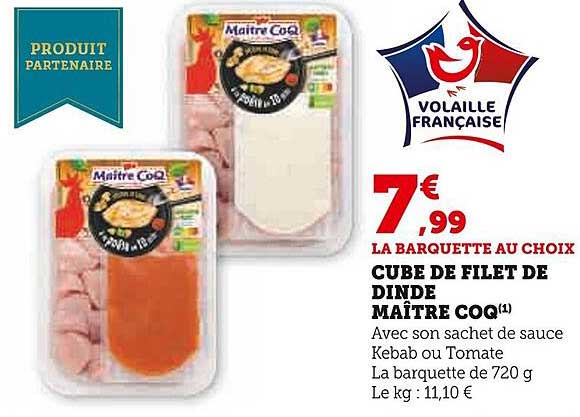 cube de filet de dinde maître coq
