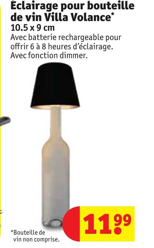 éclairage pour bouteille de vin villa volance