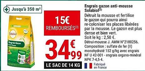 engrais gazon anti-mousse solabiol