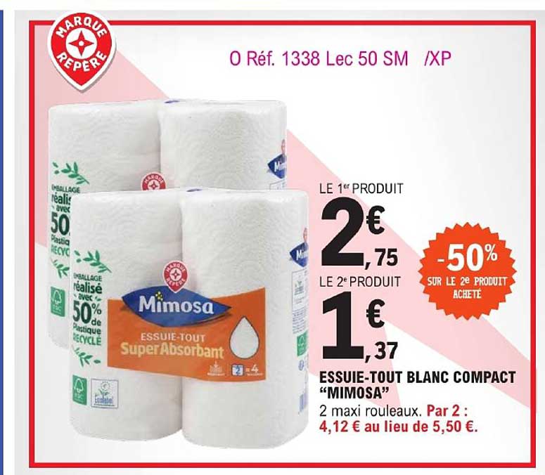 essuie-tout blanc compact "mimosa"