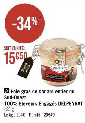 foie gras de canard entier du sud-ouest 100% éleveurs engagés delpeyrat