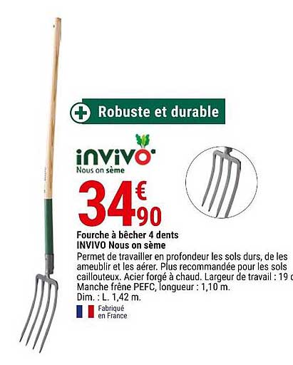 fourche à bêcher 4 dents invivo nous on sème