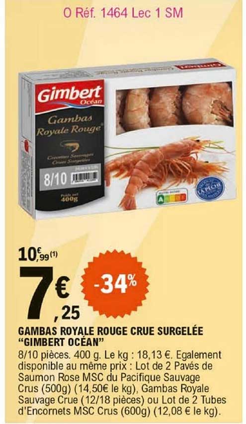 gambas royale rouge crue surgelée "gimbert océan"