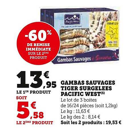 gambas sauvages tiger surgelées pacific west