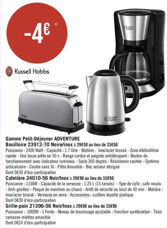 gamme petit-déjeuner adventure russell hobbs